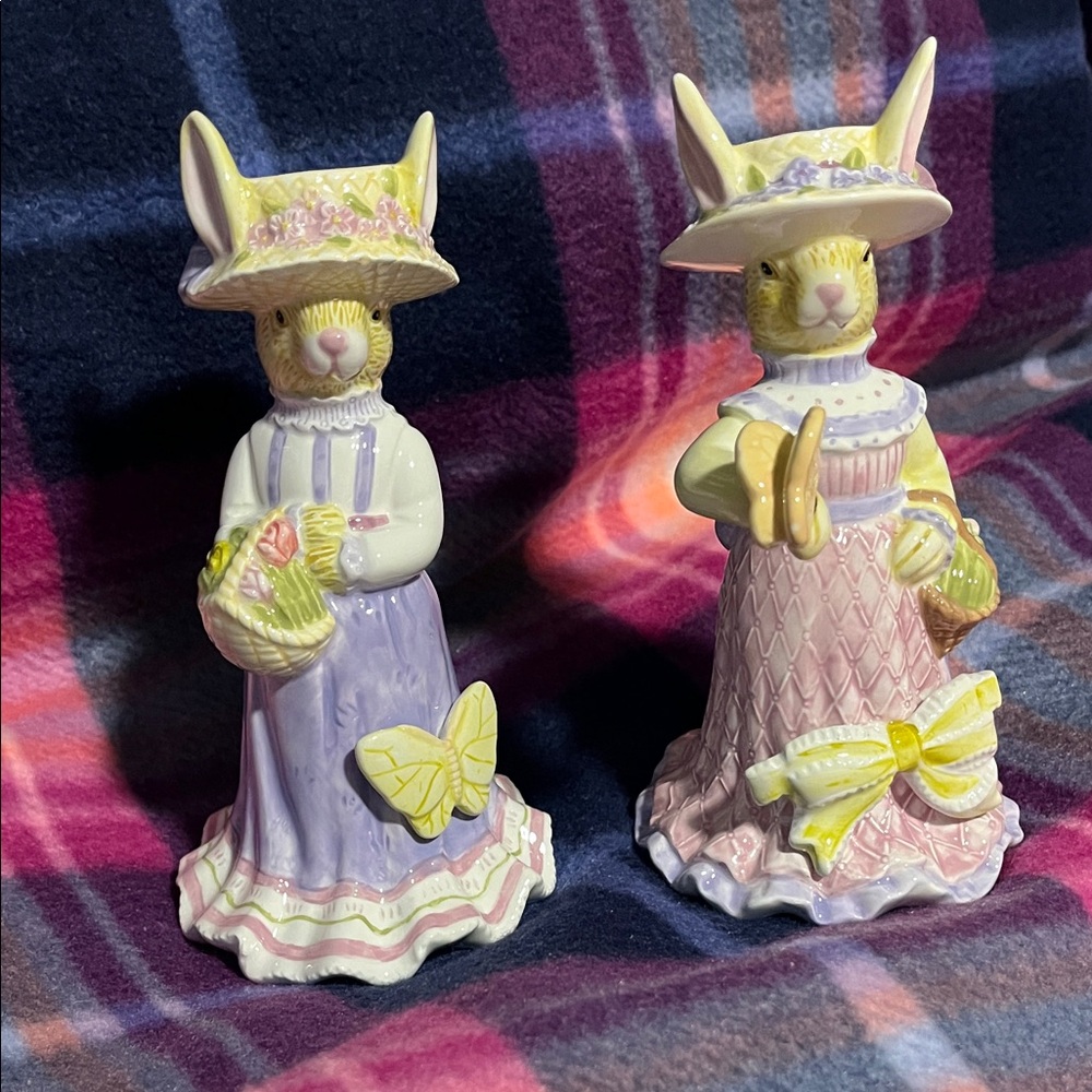 Vintage Lady Rabbits Candle Holders by Tracy Flickinger Silvestri